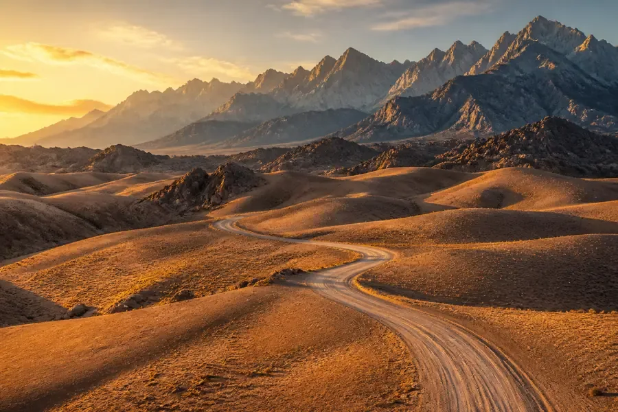 Piste traversant les grands espaces désertiques de Namibie