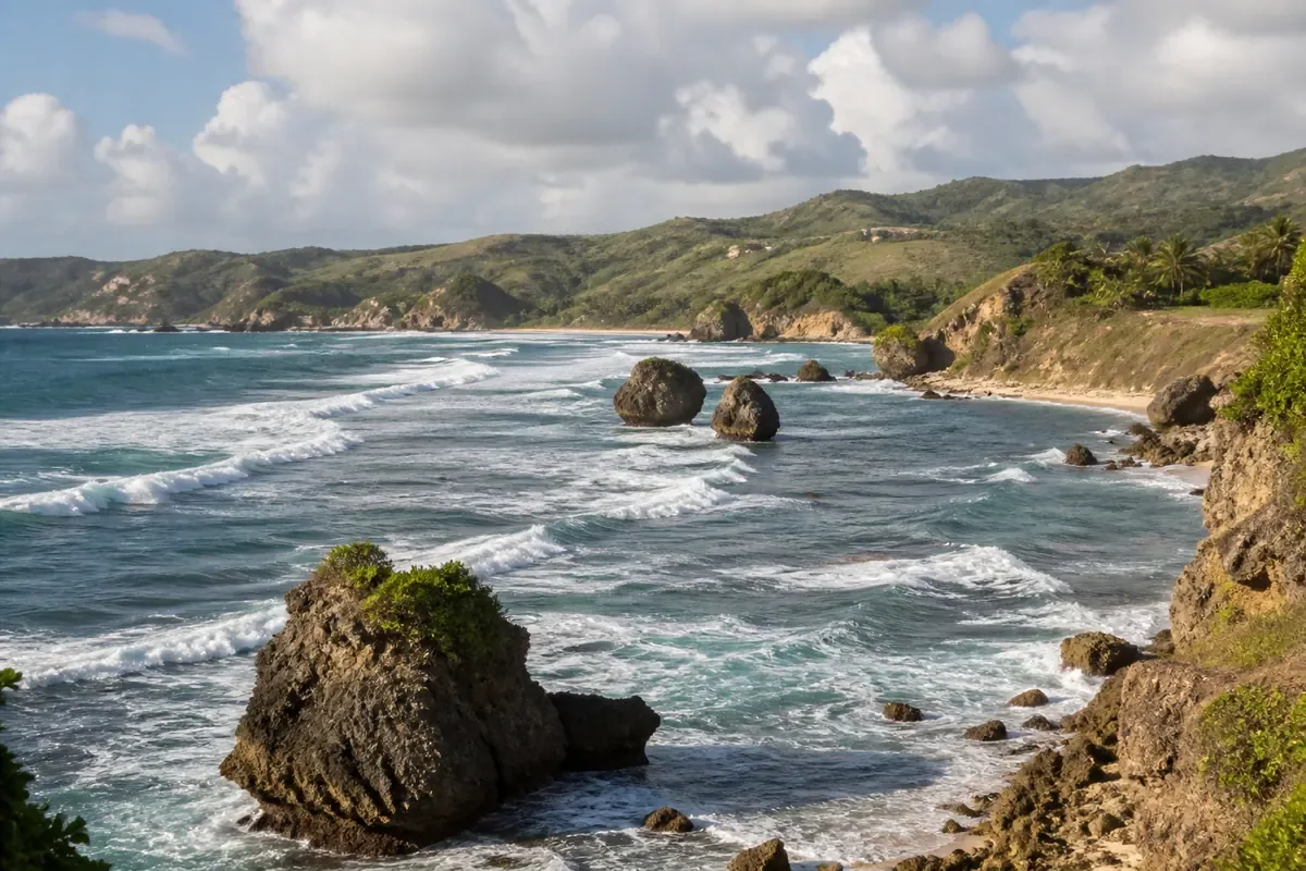Falaises et rochers battus par l’Atlantique à la Barbade