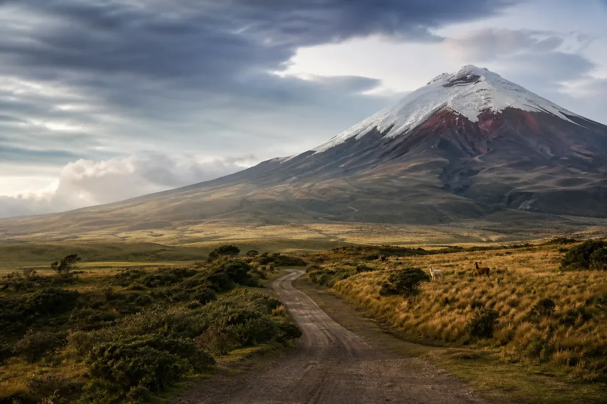 Volcan et vallée andine en Équateur