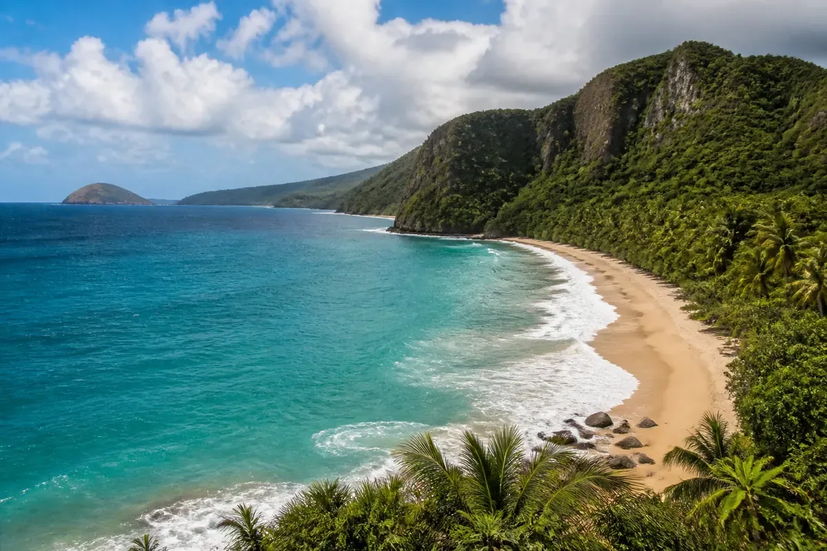 Plage de Grande Anse et reliefs tropicaux de Guadeloupe