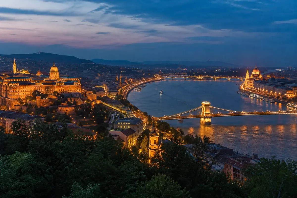 Budapest et le Danube illuminés à la tombée du jour en Hongrie