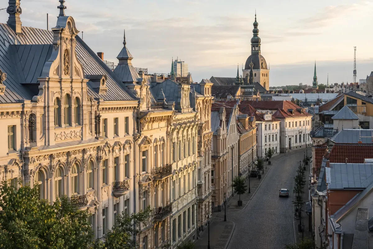 Architecture historique de Riga sous la lumière du Nord en Lettonie