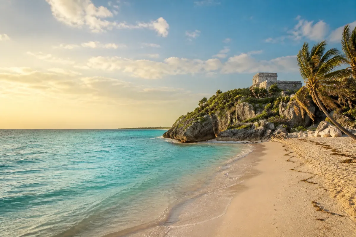 Plage caribéenne et eau turquoise dans la péninsule du Yucatán au Mexique