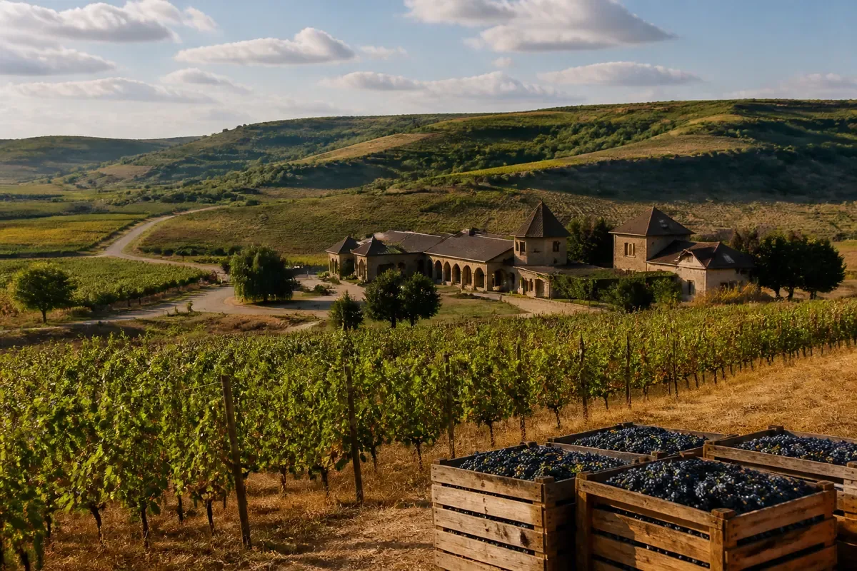 Vignobles vallonnés et domaine rural en Moldavie