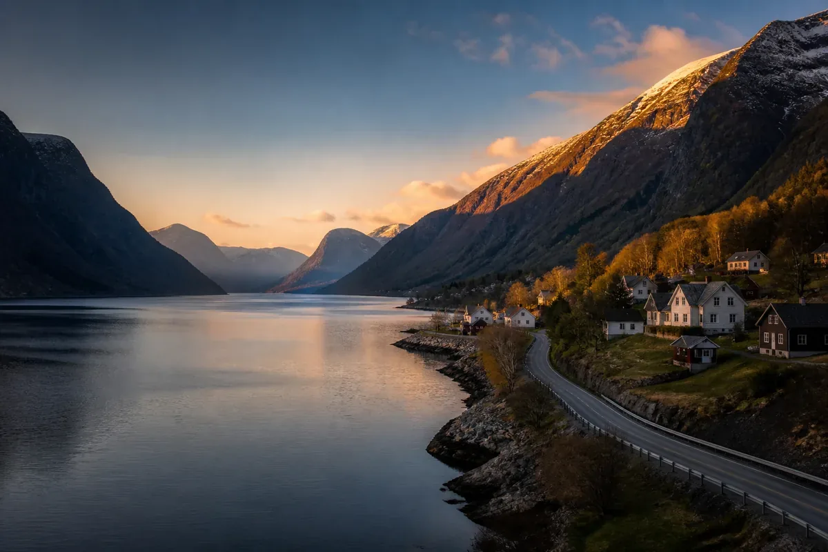 Fjord norvégien entouré de montagnes escarpées