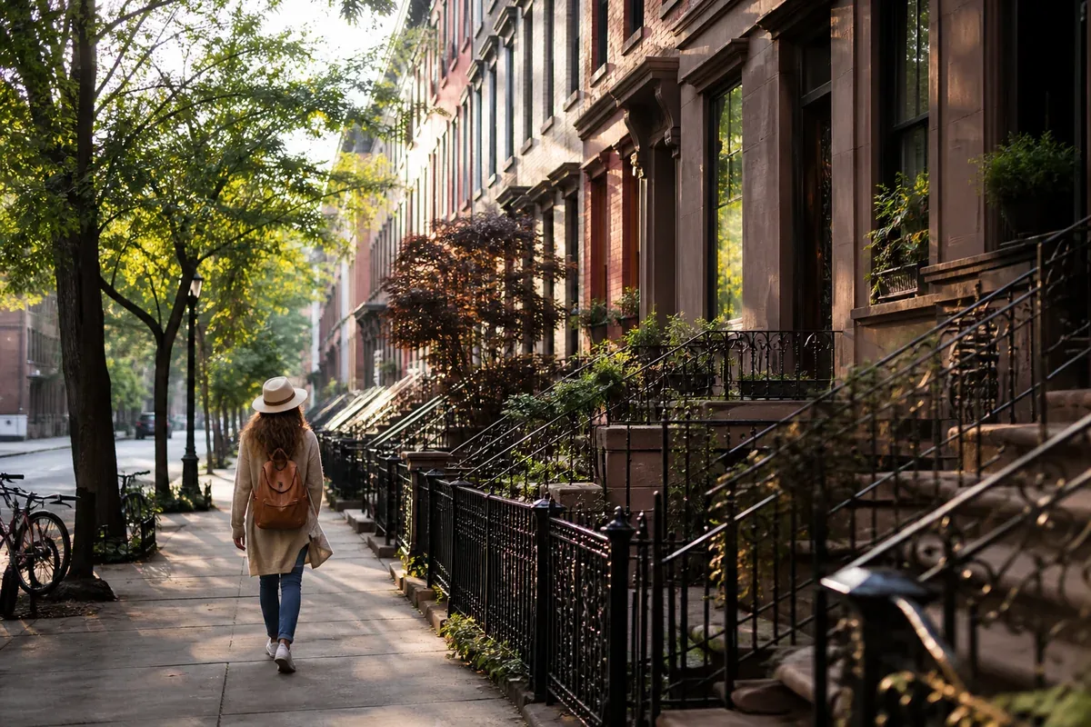 Rue résidentielle de New York au petit matin