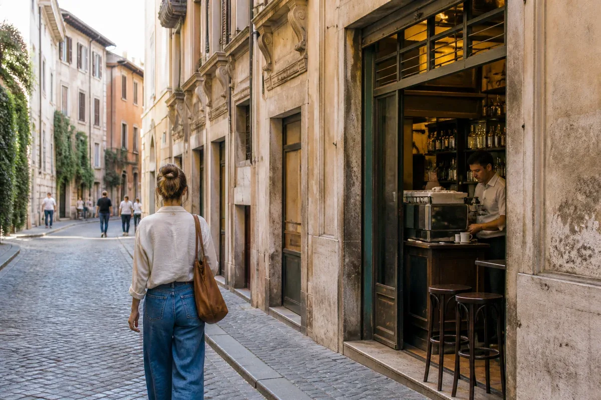 Rue de Rome et terrasse de café