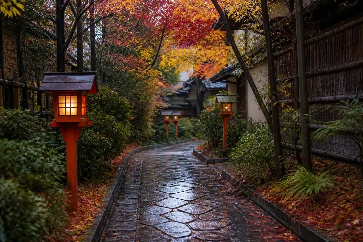 Jardin de Kyoto après la pluie