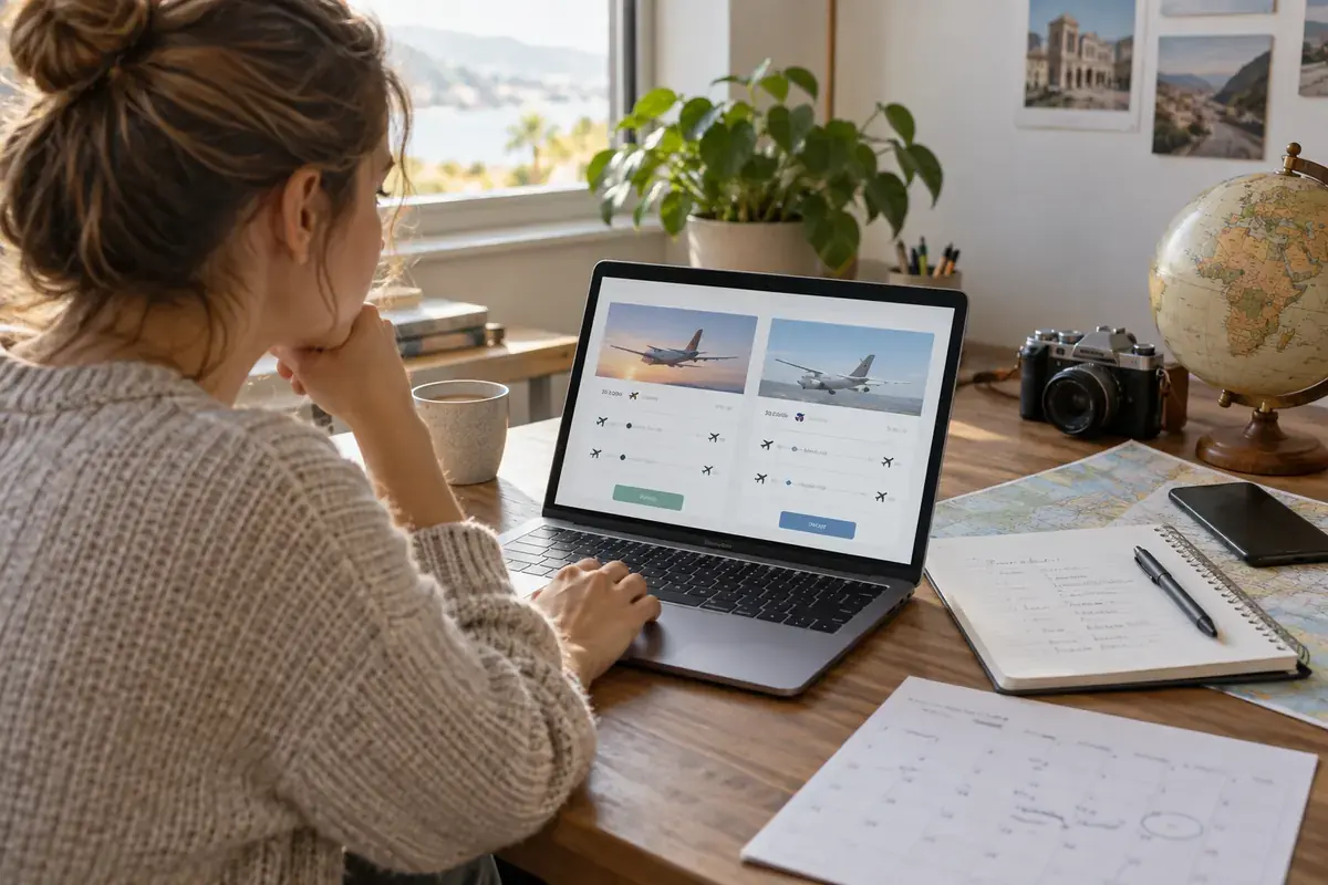 Comparaison de deux itinéraires de vol avec un calendrier